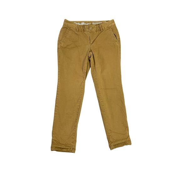 Eddie Bauer Legend Wash Lined Boyfriend Relaxed Fit Khaki Pants Size 2 Petite - Picture 1 of 6